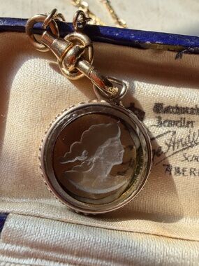 Vintage 925 Sterling Silver Intaglio Pendant, Reverse Carved Crystal, No Chain